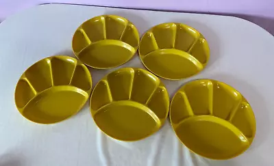 5 Vintage Fondue Compartment Plates 9.5 Japan Plastic Divided Picnic Mustard S2 • $20.69