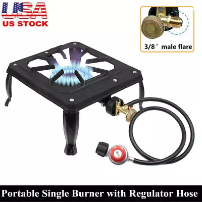 Camping Stove Burner Cast Iron Propane Gas LPG Stove BBQ Cooker + Regulator Hose • $35.99