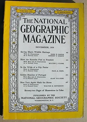 NATIONAL GEOGRAPHIC Nov 1954 Kazakhs Portugal National Horse Show Pat Smythe • £12