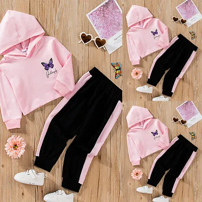 £3.49 • Buy 2PCS Toddler Kids Baby Girls Hooded Tops + Pants Tracksuit Outfits Clothes Set