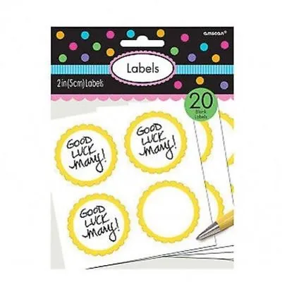 20 Candy Buffet Sunshine Yellow Scalloped Edge Favour Labels~FREE SHIPPING • £6.74
