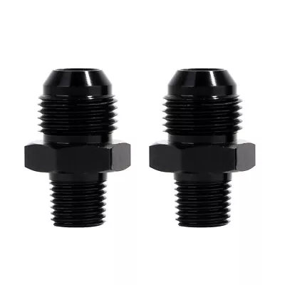 3AN Male Flare To 1/8  NPT Pipe Fitting Adapter Aluminum Straight Black 2PCS  • $8.99