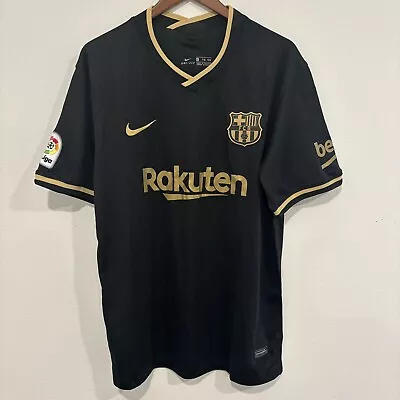 FC Barcelona 20/21 Messi #10 Men's Black Soccer Jersey Size Large • $84.99