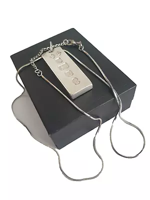 £27 • Buy Vintage Sterling Silver Heavy Ingot Pendant+22 Box Snake Chain 36 Gr London 1977