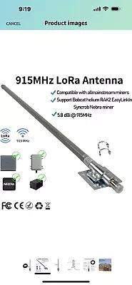 Signalplus Lora Antenna 915mhz 5.8dBi Outdoor Omni Helium Included 4ft LMR400 • $25