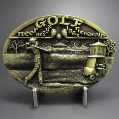 Buckle Golf Player At Reduction Antique Brass Golf Belt Buckle • $19.18