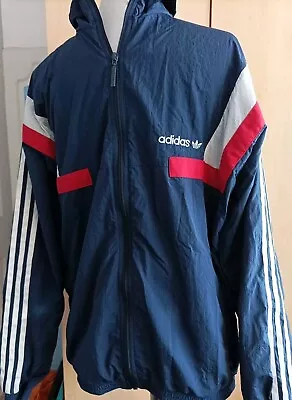 Adidas Vintage Style Shell Suite Jacket Blue Red White Size Medium  • £15