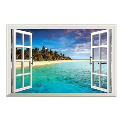 3D Ocean Nature Sea View Mural Window Home Decor Sticker Room Picture3211 • $22.22