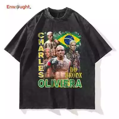 Charles Oliviera T Shirt UFC Fighting Champion Vintage Washed Short Sleeve Overs • $17.92