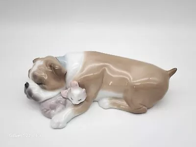 Retired Lladro #6417  Unlikely Friends  Dog & Cat Sleeping Porcelain Figurine !! • $116.99