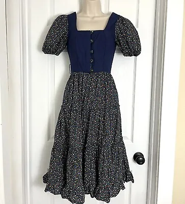 As-Is Vintage Rags By Kressandra Prairie Boho Hippie Floral Dress Peasant • $55.99