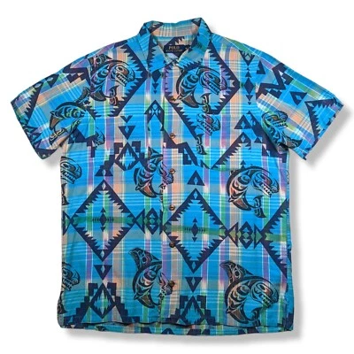 £39.99 • Buy POLO RALPH LAUREN Aztec Fish Print Short Sleeve Shirt Lightweight Men's Medium