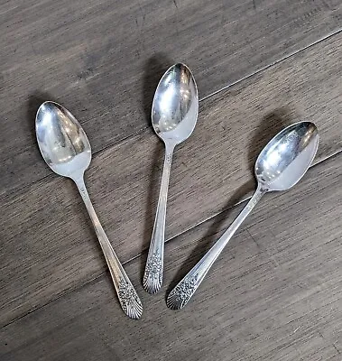 3 Tea Spoons Vtg Silver Mist Marigold Silver Ware Silverplate WM Rogers Art Deco • $9.99
