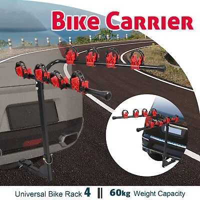 Universal Bike Carrier Rack 4 Bicycle Car Rear Trunk Bike Hitch Mount Foldable • $77.90