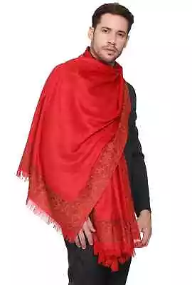 Plain Self Border Design Men's Wool Shawl Pashmina Stole Neck Wrap Scarf 40 X80  • $74.09