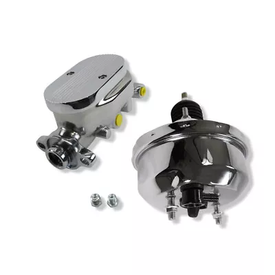 Chrome 7  Single Diaphragm Brake Booster & Finned Cap Master Cylinder 1  Bore GM • $127.68