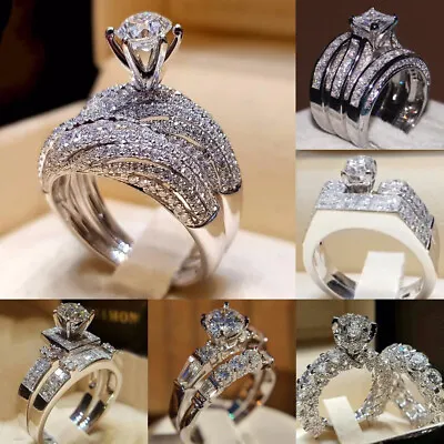 $2.22 • Buy Cubic Zircon Women Ring 925 Silver Filled Ring Pretty Wedding Jewelry Sz 5-12