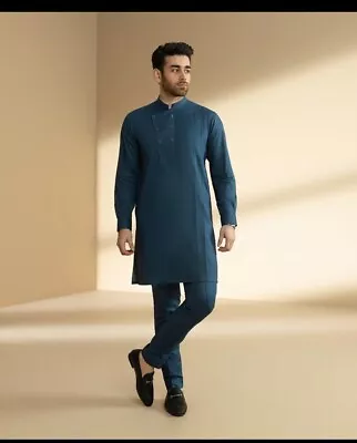 Cotton Textured Men’s Summer Salwar Kameez Suit Indian / Pakistani • £34.99