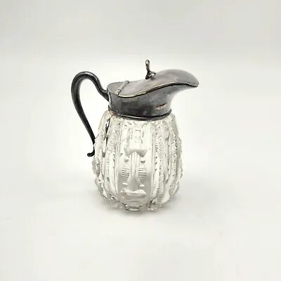 $48 • Buy Antique Cut Glass Silverplate Syrup Pitcher **UNIQUE FIND**