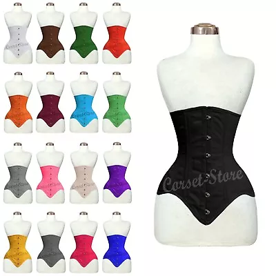 £24.99 • Buy 26 Double Steel Boned Waist Training Long Line Under-bust Cotton Corset 8552C