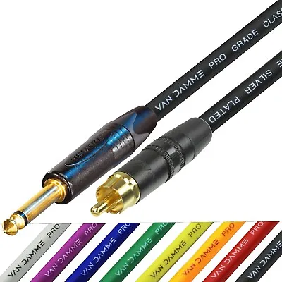 RCA Gold Phono To Mono Jack Cable Van Damme Neutrik 6.35mm 1/4  Lead HIFI Sub • £19.57