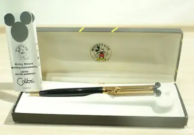 Colibri Disney Mickey Mouse Black/Gold Twisted Ballpoint Pen Wz/Box Vintage F/S • $98.99