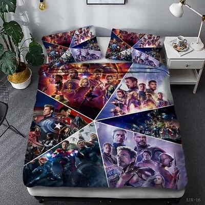 Marvel The Avengers Bedding Set 3PCS Duvet Cover Pillowcase Fan Comforter Cover • $58.89