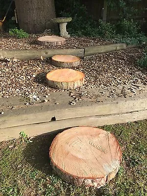 4 Large 16  Wooden Log Garden Stepping Stones  Rustic Wood Logs Ideal For Garden • £54