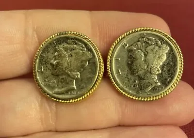 Cuff Links 1939 Vintage Silver Mercury Dime Coin Jewelry • $60