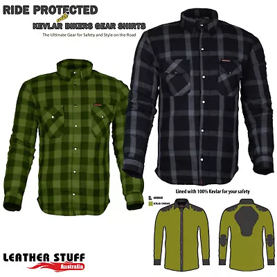 Motorcycle Cotton Flannel Lumberjack Premium Shirt DuPont™ KEVLAR® Lined Armour • $173.95