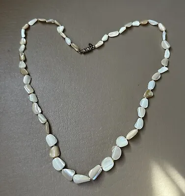 Vintage Les Bernard Mother Of Pearl Knotted Shell Bead Necklace 30” Long • $12