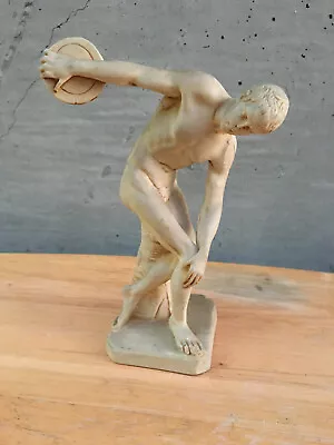 Vintage Discobolo Discus Thrower Sculpture Nude Man Resin Statue Athletic Figure • $27.50