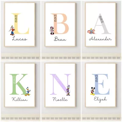 A4 PERSONALISED PRINTS. Wall Art Poster Picture Kids Initial Name Disney Mickey • £6