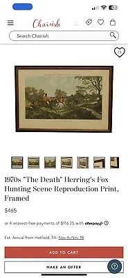 Vtg Herrings Fox Hunting Scenes  End Of The Hunt  Framed Engraved By J. Harris • $99.99