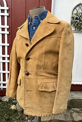 Vintage Schott Bros Rancher Beige Suede Leather Western Jacket Size 40 • $199.99