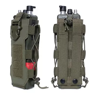 Military Molle Water Bottle Pouch Walkie Talkie Holder Bag Radio Pouch Holster • $12.99