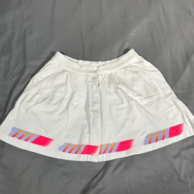 Vintage 90s NIKE Challenge Court Tennis Skirt Button Embroidered White Womens L • $30