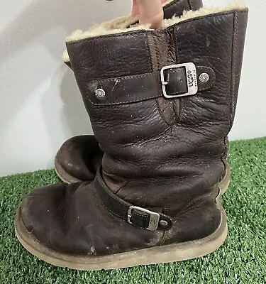 UGG Australia Kensington Brown Leather Mid Calf Boots Size UK5.5 • £22.99