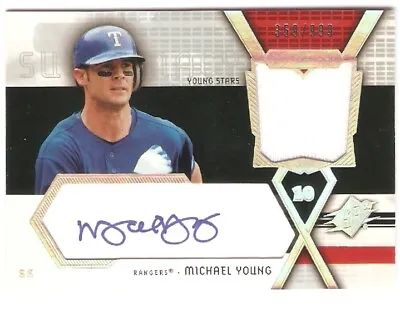 2004 Michael Young Spx Auto Swatch Supremacy Sigs /999 Autograph Texas Rangers • $50