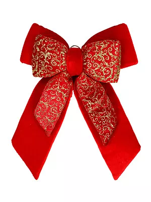 Large Red Felt Double Bow With Gold Glitter Pattern Display Decoration - 48cm • $29.95