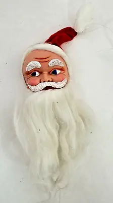 Ho Ho Ho Vintage Santa Head Christmas Ornament Hand Painted Face With Blue Eyes • $9