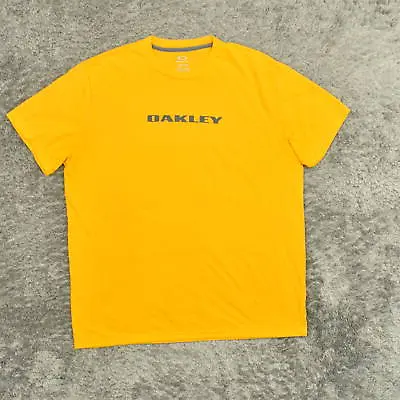 Oakley Men's Adult Sz 2XL Tee Shirt T Yellow Athletic Athletic Casual Cotton Ble • $12.71