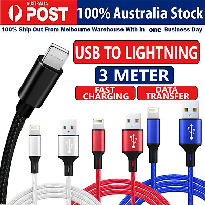 $6.49 • Buy 3M USB Charging Charger Cable Cord Apple IPhone 14 13 12 11 Pro Max XR 8 7 IPad