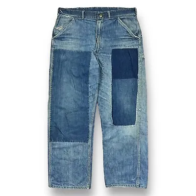 VTG 50s Hercules Carpenter Denim Jeans Distressed Union Made Sanforized 33x28 • $249.99