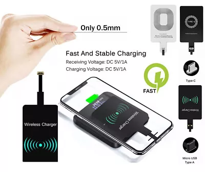 QI Wireless Adapter Fast Charger Receiver For Samsung Android Type C USB C Micro • $2.89