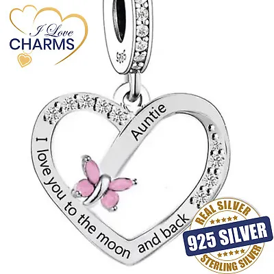 💝 Auntie Charm I Love You To The Moon & Back 925 Sterling Silver Gift • £16.94