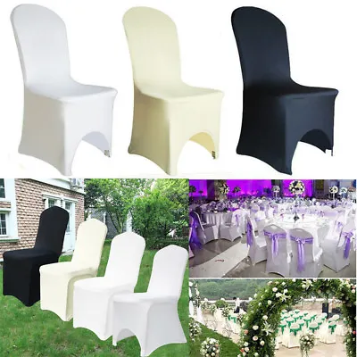 50-100 Chair Covers Spandex Stretch Wedding Banquet Anniversary Party Event Déco • £149.98
