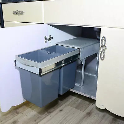 Pull Out Bin Kitchen Waste Twin Cabinet Slide Out Garbage Rubbish Trash 2x 11L • $90.38