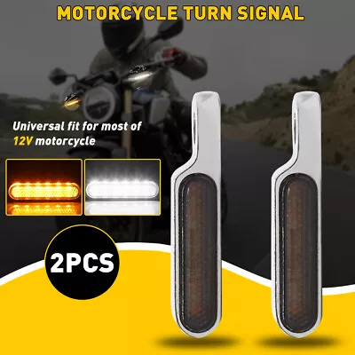 Mini Motorcycle Chrome Turn LED Signals Blinker Lights Amber For KawasakiHonda • $16.09