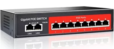 8 Port Gigabit PoE Switch With 2 Gigabit Uplink 802.3af/at Compliant • $52.49